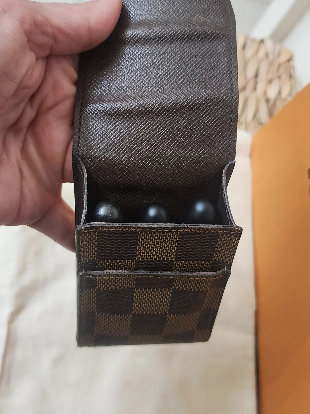Louis Vuitton Brown Damier Ebene Checkered Cosmetic Case